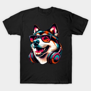 Grinning Chinook as a Stylish Smiling DJ T-Shirt